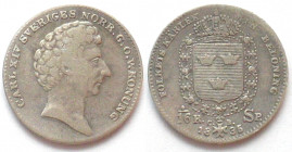 SWEDEN. 1/16 Riksdaler 1835, Carl XIV Johan (Bernadotte), silver, VF