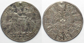 ZÜRICH. Halber Bundestaler v. Stampfer o.J. (1550-1560) auf den Rütlischwur. Geprägt! Silber. RRR! vz(XF)