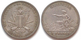 LA CHAUX-DE-FONDS. 5 Francs 1863, Shooting Festival, silver, UNC-