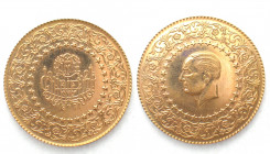 TURKEY. 100 Kurush 1971, Monnaie de Luxe ATATÜRK, gold, UNC