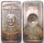 USA. 1973 vintage Sitting Bull 1 ounce silver ingot, UNC