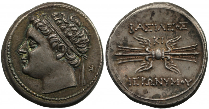 Sicily, Syracuse, Hieronymous (215-214 B.C.), silver 10-Litrai, diademed head fa...