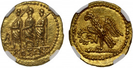 Skithia, Geto-Dacians, Koson, mid-1st century BC, gold Stater, KOΣΩN, Roman consul accompanied by two lictors advancing left, monogram before, rev. ea...