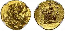 Pontic Kingdom, Mithradates IV (120-63 BC), gold Stater, types of Lysimachos, head of the deified Alexander right, rev. ΒΑΣΙΛΕΩΣ [Λ]YΣΙΜΑΧΟY, Athena N...