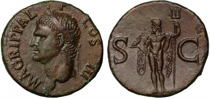 Agrippa (grandfather of Caligula) copper As, Rome, AD 37-41, M AGRIPPA L F COS I...