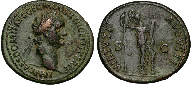 Domitian (AD 81-96), copper As, Rome, AD 87, IMP CAES DOMIT AVG GERM COS XIII CE...