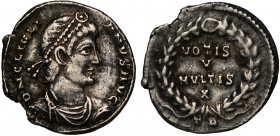 Julian II (AD 360-363), silver Reduced Siliqua, Trier, DN CL IVLI-ANVS AVG, diademed bust right, rev. VOTIS / V / MVLTIS / X, within wreath, TR below,...