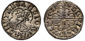 Canute (1016-35), silver quatrefoil Penny (c.1017-25), Lincoln Mint, Moneyer Grimketill, crowned and draped bust left within quatrefoil, legend surrou...