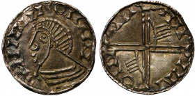 Ireland, Hiberno-Norse Kings, Phase III (1035-60), silver Penny, draped bust left, blundered legend surrounding, rev. long voided cross with tri-cresc...