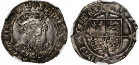 MS61 | Henry VIII (1509-1547), silver Groat, third coinage (1544-47), Tower Mint, initial mark on both sides, crowned bust in ruff facing three-quarte...