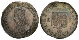 AU55 | Charles II (1660-85), silver Shilling, first hammered issue (1660-61), crowned bust left, without mark of value, legend and toothed borders sur...