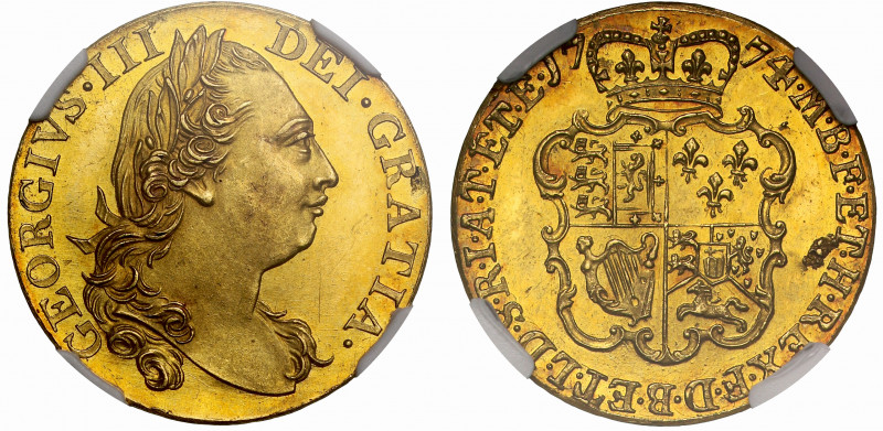 PF63 | George III (1760-1820), gold proof Guinea, 1774, fourth laureate head rig...