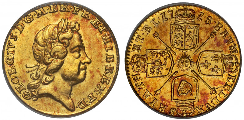 MS62 | George I (1714-27), gold Quarter Guinea, 1718, laureate head right, Latin...