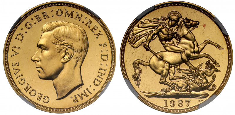 PF66 | George VI (1936-52), gold proof Two Pounds, 1937, bare head left, initial...