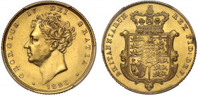 AU58 | George IV (1820-1830), gold Sovereign, 1826, bare head left, Latin legend reads as GEORGIUS IV DEI GRATIA, date below, rev. crowned and quarter...