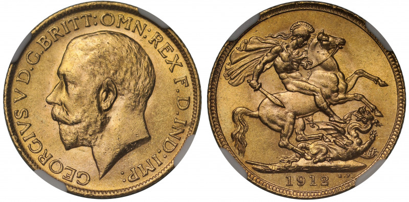MS64 | George V (1910-36), gold Sovereign, 1912, bare head left, B.M. on truncat...