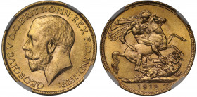 MS64 | George V (1910-36), gold Sovereign, 1912, bare head left, B.M. on truncation for Bertram Mackennal, GEORGIVS V D.G. BRITT: OMN: REX F.D. IND: I...
