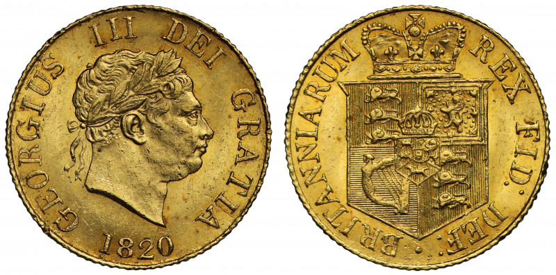 MS63 | George III (1760-1820), gold Half Sovereign, 1820, laureate head right, d...