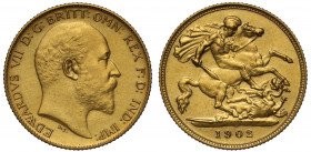 AU DETAILS | Edward VII (1901-1910), matt proof gold Half Sovereign, 1902, Coronation year, bare head right, De S. below truncation for engraver Georg...