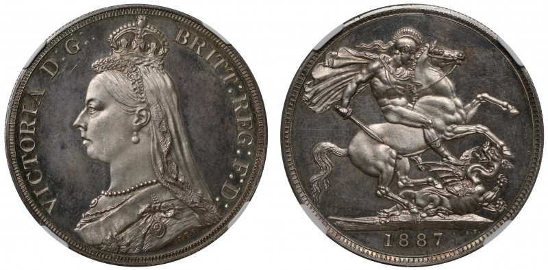 PF64 CAM | Victoria (1837-1901), silver Proof Crown, 1887, Golden Jubilee style ...