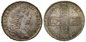 MS63 | William III (1694-1702), silver Halfcrown, 1698, first laureate and draped bust right, legend surrounding, GVLIELMVS. III. DEI. GRA., toothed b...