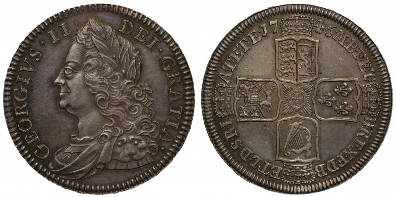 PF63 | George II (1727-60), silver proof Halfcrown, 1746, older laureate and dra...