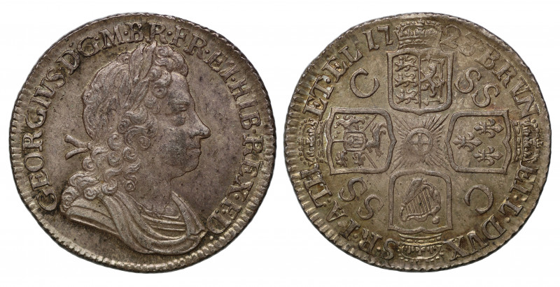 MS64 | George I (1714-27), silver Shilling, 1723, South Sea Company issue, first...