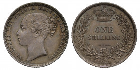 MS61 | Victoria (1837-1901), silver Shilling, 1868, die number 9, third young head left, plain truncation, legend VICTORIA DEI GRATIA BRITANNIAR: REG:...
