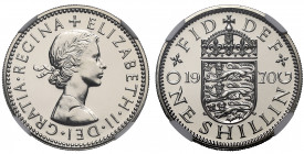 PF70 | Elizabeth II (1952-), cupro-nickel proof Shilling, 1970, English crest, bare head right, Latin legend reads ELIZABETH. II. DEI. GRATIA. REGINA,...