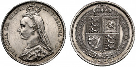 Victoria (1837-1901), silver Sixpence, 1887, withdrawn type issued for Golden Jubilee, Jubilee crowned bust left, legend and toothed border surroundin...