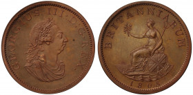 PF64 BN | George III (1760-1820), proof pattern copper Halfpenny, 1805, restrike by W J Taylor, laureate and draped bust right, legend and toothed bor...