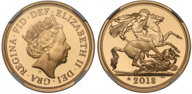 PF70 UCAM | Elizabeth II (1952-), gold proof Two Pounds, 2018, Sapphire Anniversary, struck for the 65th Anniversary of Her Majesty's Coronation, crow...