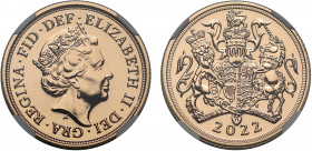 MS70 DPL | Elizabeth II (1952-), gold Sovereign, 2022, crowned head right, JC initials below for designer Jody Clark, Latin legend and toothed border ...