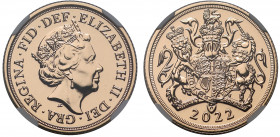 MS69 DPL | Elizabeth II (1952-), gold Sovereign, 2022, crowned head right, JC initials below for designer Jody Clark, Latin legend and toothed border ...