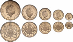 PF70 UCAM | Elizabeth II (1952-), gold 5-coin proof set, 2022, one year type struck to celebrate the Platinum Jubilee of Her Majesty the Queen, Five P...