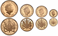 PF70 UCAM | Elizabeth II (1952-), gold 4-coin proof set, 2022, one year type struck to celebrate the Platinum Jubilee of Her Majesty the Queen, Two Po...