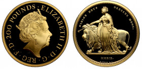 Elizabeth II (1952-), gold proof Two Ounces of Two Hundred Pounds, 2019, 2 Ounces of 999.9 fine gold, from the Great Engravers series commemorating th...