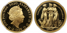 PF70 UCAM | Elizabeth II (1952 -), gold proof Two Ounce of Two Hundred Pounds, 2020, 2 Ounces of 999.9 fine gold, from the Great Engravers series comm...
