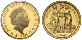 PF70 UCAM | Elizabeth II (1952 -), gold proof Two Ounces of Two Hundred Pounds, 2020, 2 Ounces of 999.9 fine gold, from the Great Engravers series com...