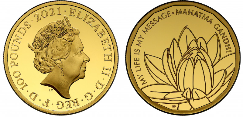 Elizabeth II (1952 -), gold proof One Ounce of One Hundred Pounds, 2021, 1 Ounce...