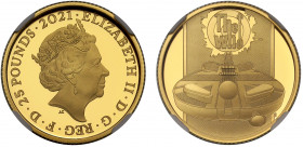 PF70 UCAM | Elizabeth II (1952-), gold proof Quarter Ounce of Twenty Five Pounds, 2021, Quarter Ounce of 999.9 fine gold, design by Henry Gray struck ...