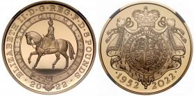 PF70 UCAM FR | Elizabeth II (1952 ), gold proof Five Pounds, 2022, struck to celebrate the Platinum Jubilee of Her Majesty the Queen, bearing the Quee...