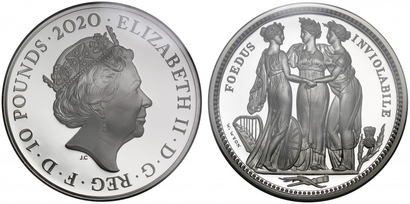 PF70 UCAM | Elizabeth II (1952-), silver proof Five Ounces of Ten Pounds, 2020, ...