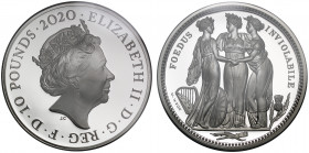 PF70 UCAM | Elizabeth II (1952-), silver proof Five Ounces of Ten Pounds, 2020, 5 Ounces of .999 fine silver, from the Great Engravers series commemor...
