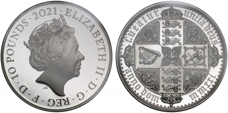 PF70 UCAM FR | Elizabeth II (1952-), silver proof Five Ounces of Ten Pounds, 202...