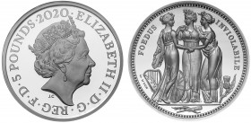 PF70 UCAM FDI | Elizabeth II (1952 -), silver proof Two Ounces of Five Pounds, 2020, 2 Ounces of .999 fine silver, from the Great Engravers series com...