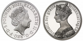 PF70 UCAM FDI | Elizabeth II (1952-), silver proof Two Ounces of Five Pounds, 2021, 2 Ounces of .999 fine silver, from the Great Engravers series comm...