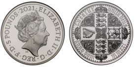 PF69 UCAM | Elizabeth II (1952-), silver proof Two Ounces of Five Pounds, 2021, 2 Ounces of .999 fine silver, from the Great Engravers series commemor...