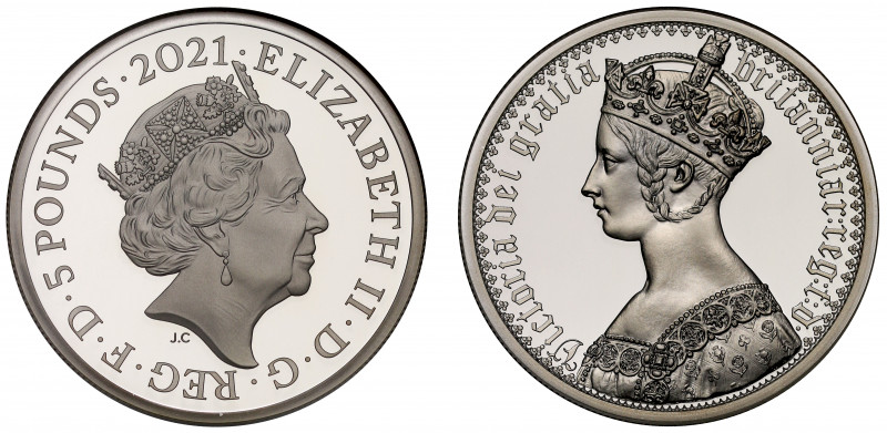 PF69 UCAM | Elizabeth II (1952-), silver proof Two Ounces of Five Pounds, 2021, ...