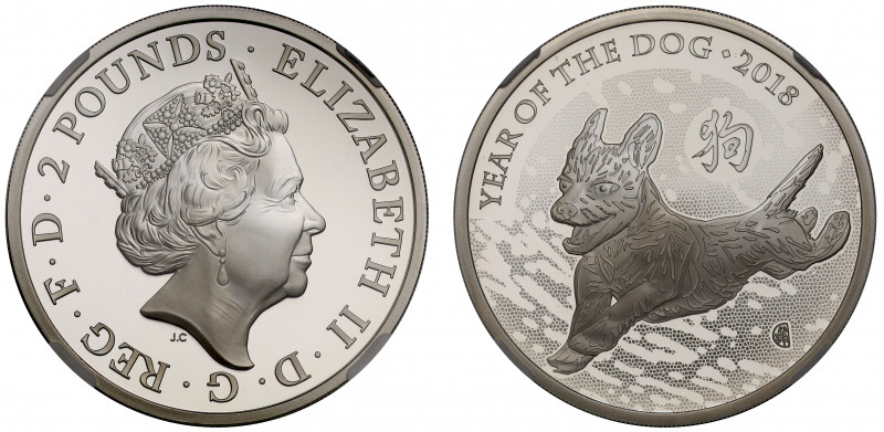 PF69 UCAM | Elizabeth II (1952-), silver proof One Ounce of Two Pounds, 2018, 1 ...